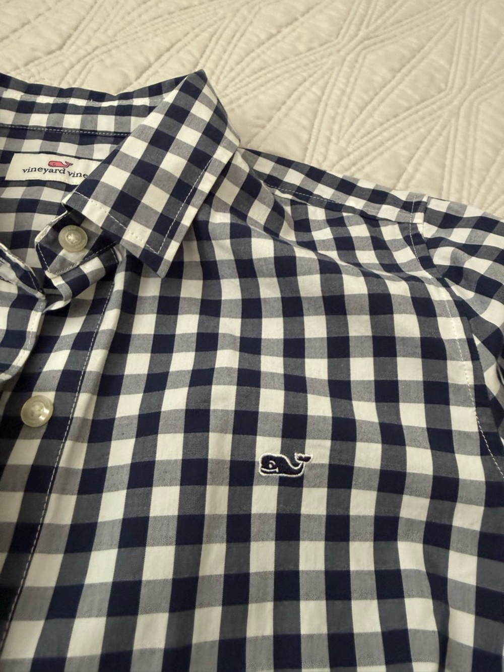 Vineyard Vines Navy & White Gingham Button-Down Shirt - Men - Picture 2 of 4